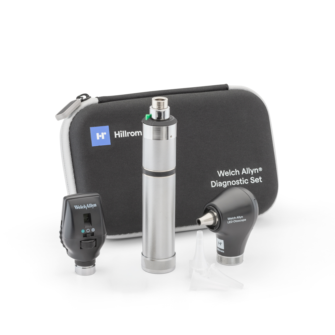 Welch Allyn 3.5V Diagnostic Set - Coaxial LED Opthalmoscope, Basic LED Otoscope, Alkaline C-Cell Battery Handle and Hard Case