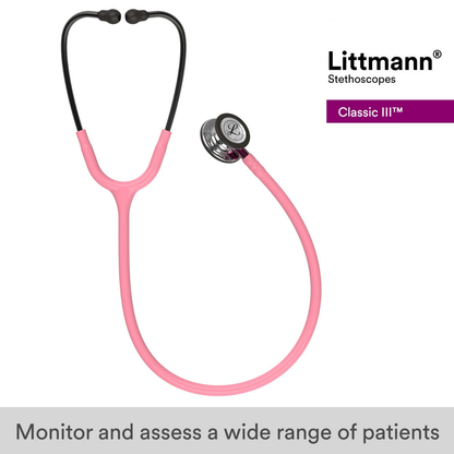 Littmann Classic III Monitoring Stethoscope: Mirror & Pearl Pink - Pink Stem 5962