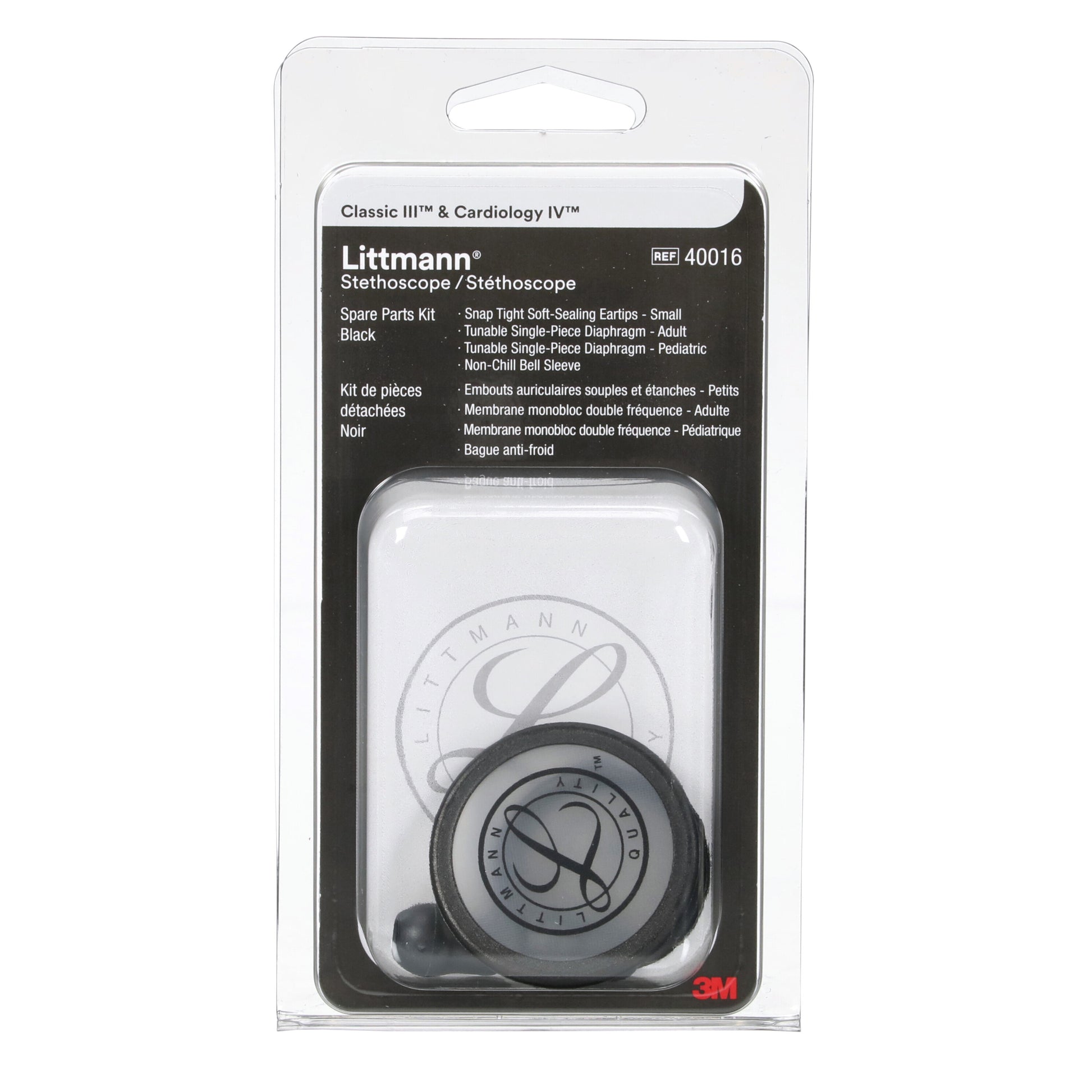 3M Littmann Spare Parts Kit - Classic III/Cardiology IV/CORE Stethoscopes - Black - 