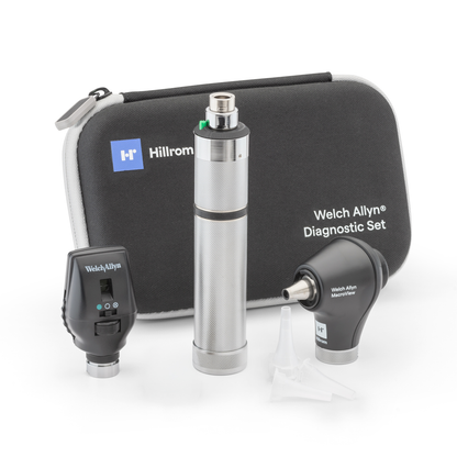 Welch Allyn 3.5V Diagnostic Set - LED Opthalmoscope, Macroview Basic LED Otoscope, Alkaline C-Cell Battery Handle and Hard Case