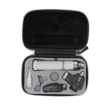 Set de diagnosticare Welch Allyn de 3,5 V - oftalmoscop cu LED, otoscop Macroview Basic cu LED, mâner cu baterie alcalină C-Cell și carcasă rigidă