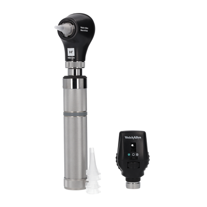 Set de diagnosticare Welch Allyn de 3,5 V - oftalmoscop cu LED, otoscop Macroview Basic cu LED, mâner cu baterie alcalină C-Cell și carcasă rigidă