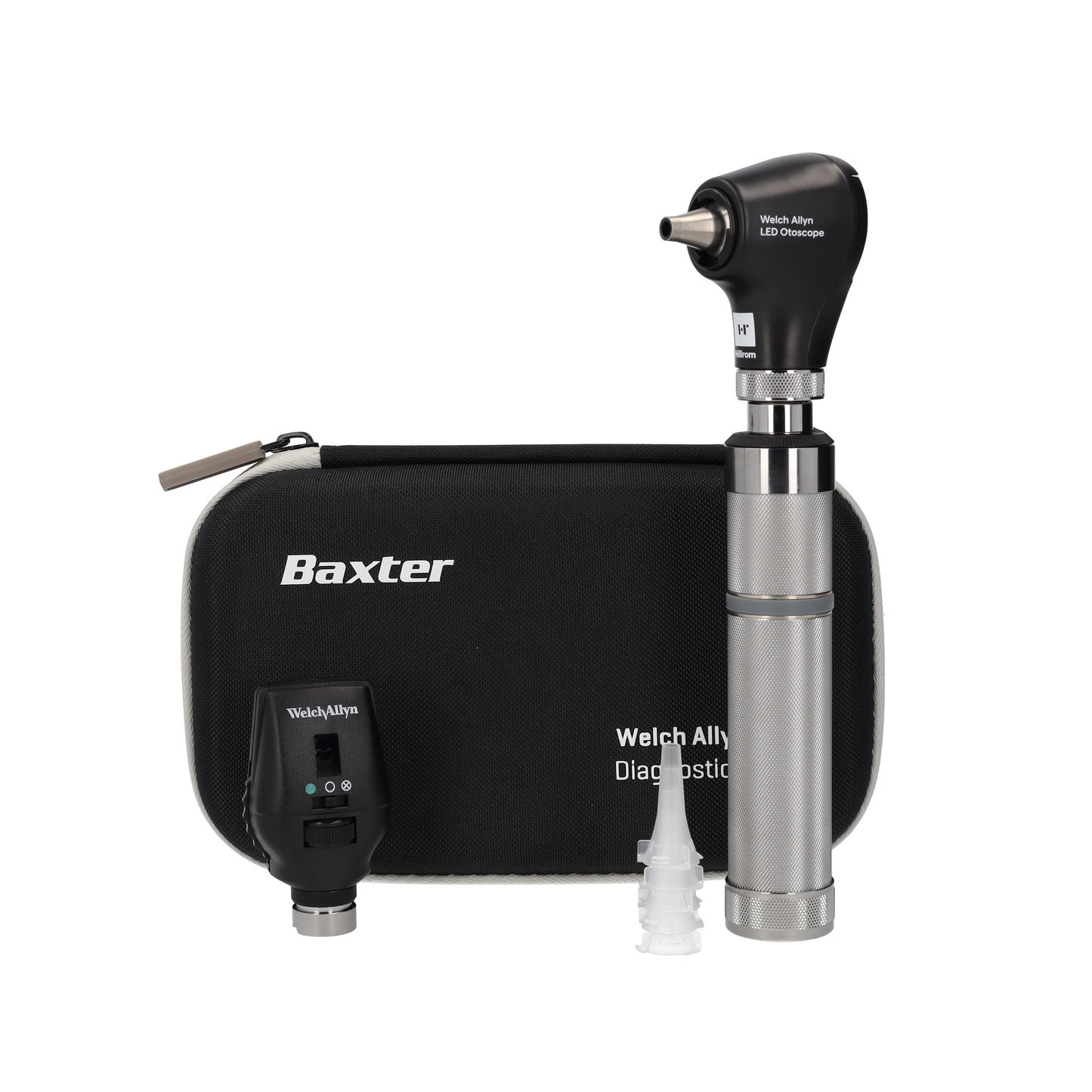 Set diagnostico Welch Allyn da 3,5 V - Oftalmoscopio LED coassiale, Otoscopio LED di base, impugnatura con batteria alcalina a C e custodia rigida