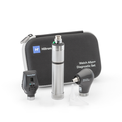 Welch Allyn 3.5V Diagnostic Set - Coaxial LED Opthalmoscope, Basic LED Otoscope, Alkaline C-Cell Battery Handle and Hard Case