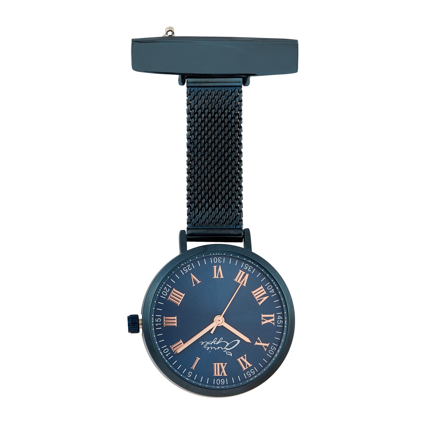 Orologio da tasca Annie Apple Nurses - Meraki - Oro rosa/Blu - Cinturino a maglie - 35 mm