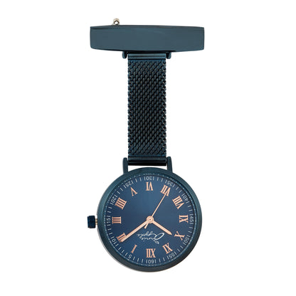 Orologio da tasca Annie Apple Nurses - Meraki - Oro rosa/Blu - Cinturino a maglie - 35 mm