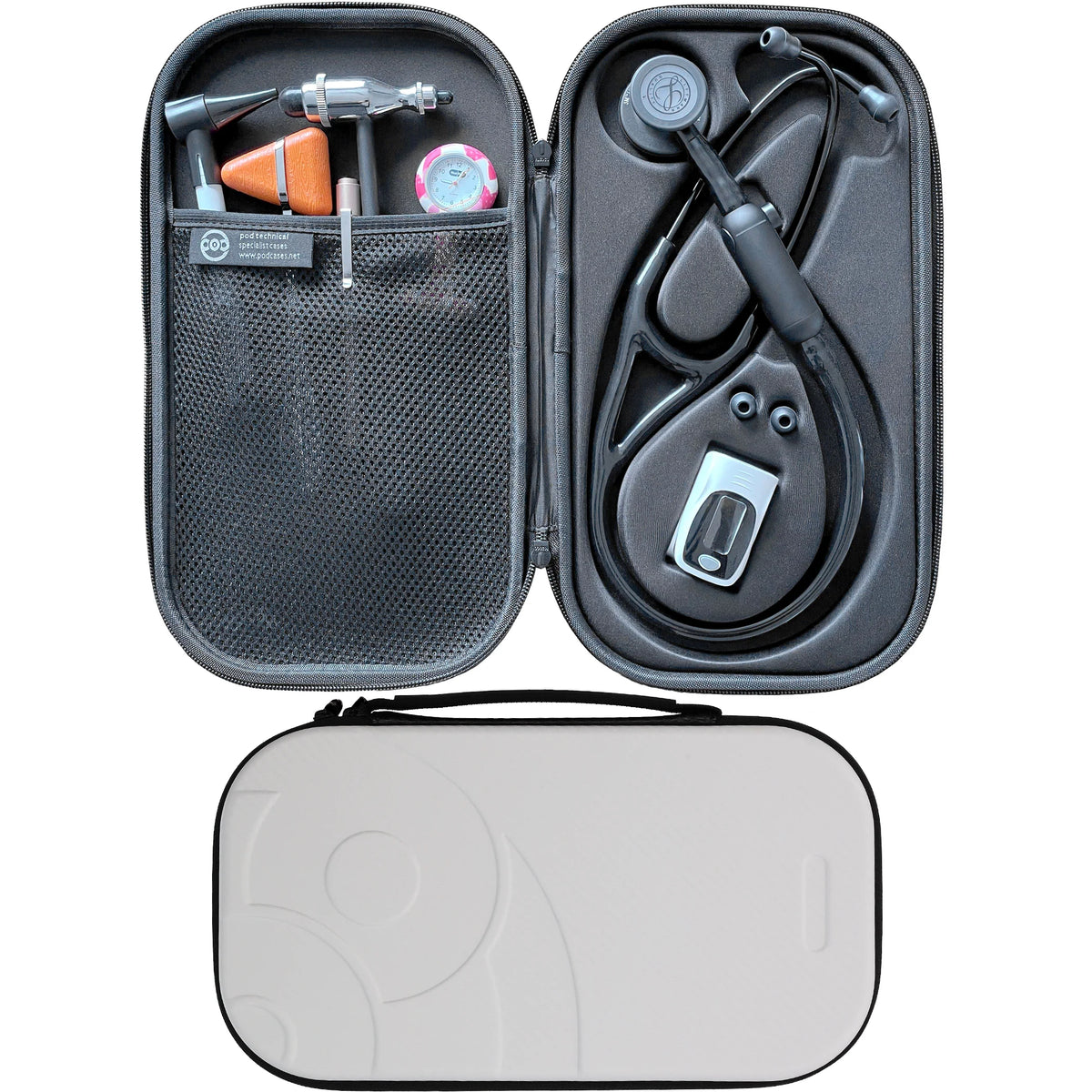 Pod Technical Cardiopod II Stethoscope Case for all Littmann Stethoscopes - Black and White Carbon