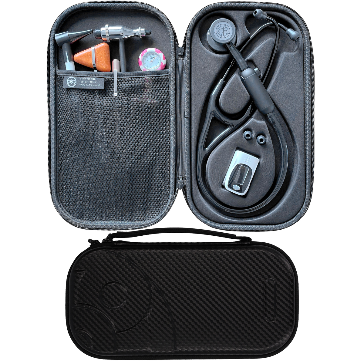 Pod Technical Cardiopod II Stethoscope Case for all Littmann Stethoscopes - Black Carbon