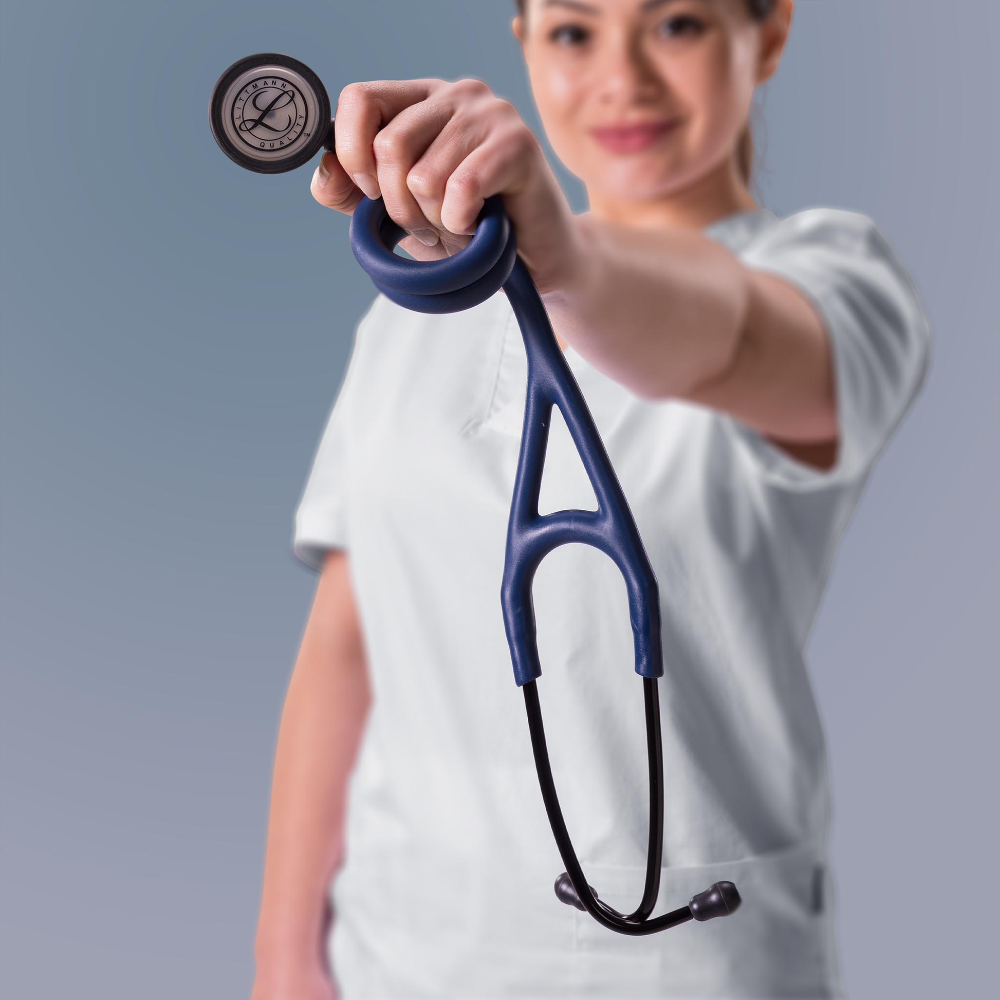 Littmann® Cardiology IV™ Stethoscope, 6242C, High Polish Rainbow Chestpiece with 27" Navy Blue Satin Finish Tube for Added Comfort, Flexibility and Cleanability