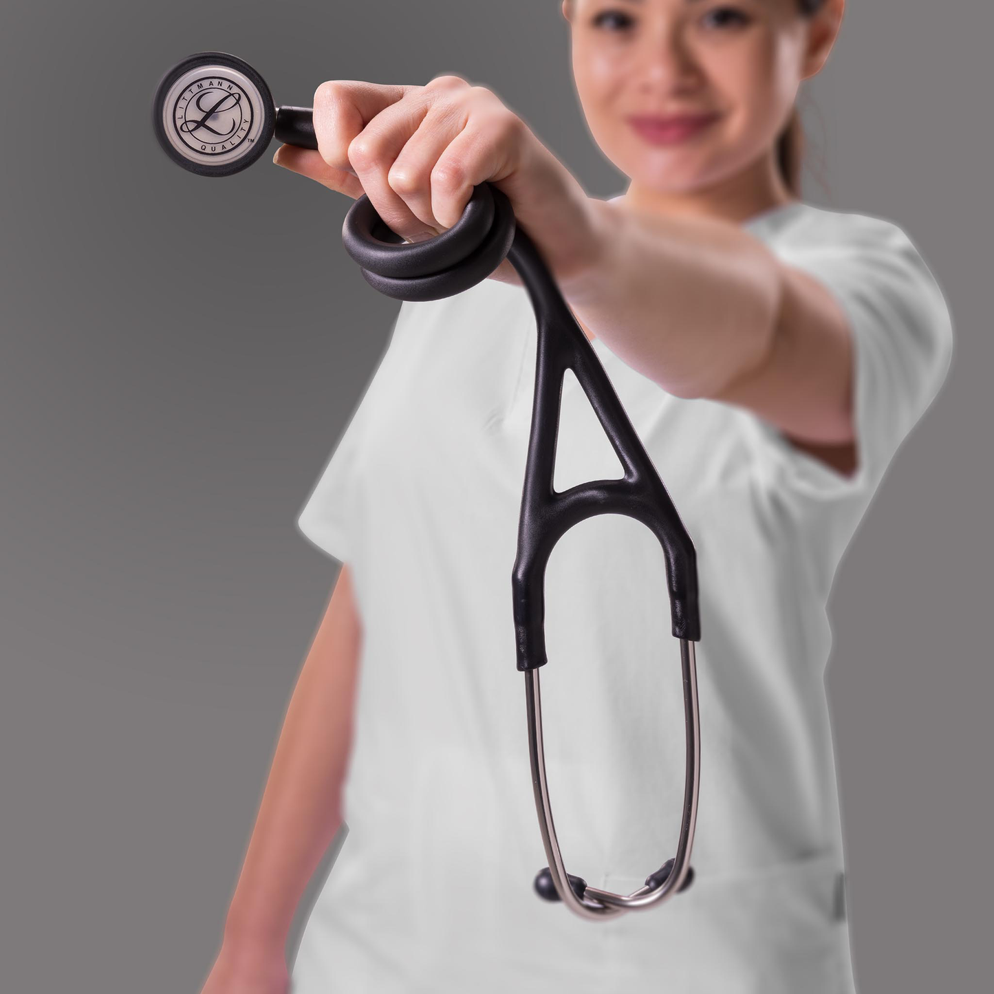 Littmann® Cardiology IV™ Stethoscope, 6177C, Mirror Chestpiece with 27" Black Satin Finish Tube for Added Comfort, Flexibility and Cleanability