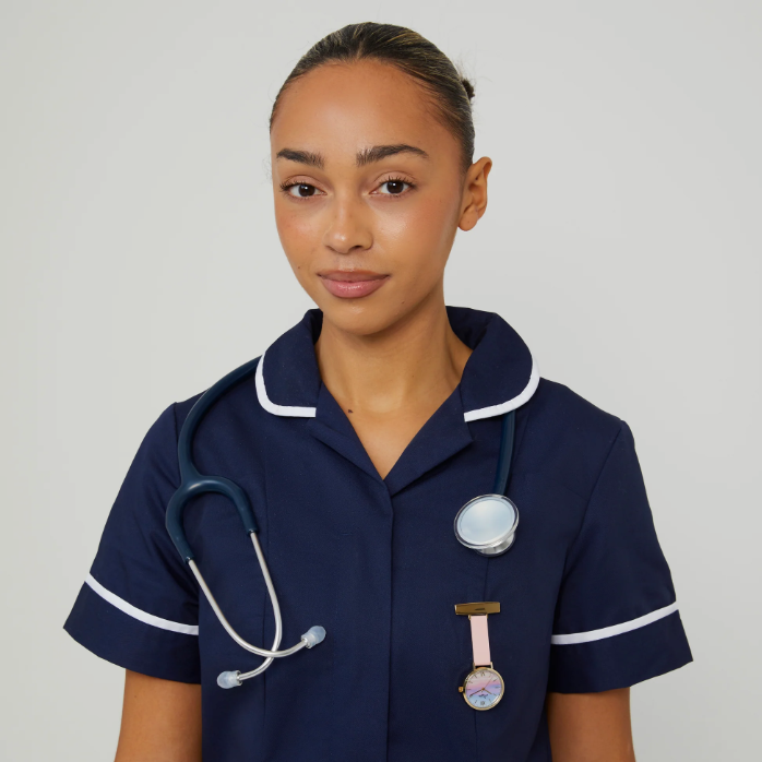 Annie Apple Nurses Taschenuhr – Meraki – Sunset Gold – Blush-Leder – 35 mm