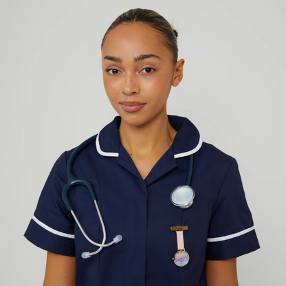 Annie Apple Nurses Taschenuhr – Meraki – Sunset Gold – Blush-Leder – 35 mm