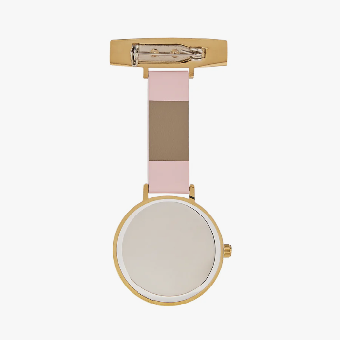 Annie Apple Nurses Taschenuhr – Meraki – Sunset Gold – Blush-Leder – 35 mm