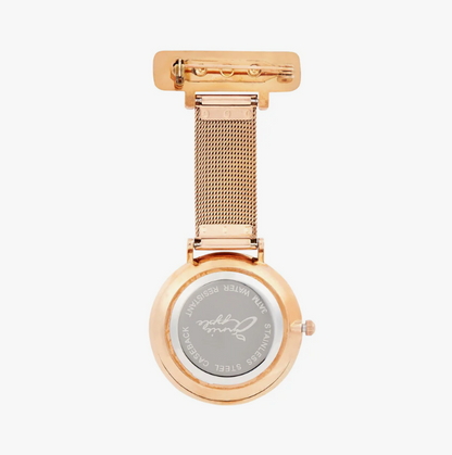 Annie Apple Nurses Taschenuhr – Aurora – Glitzer-Regenbogen/Roségold – Mesh – 35 mm