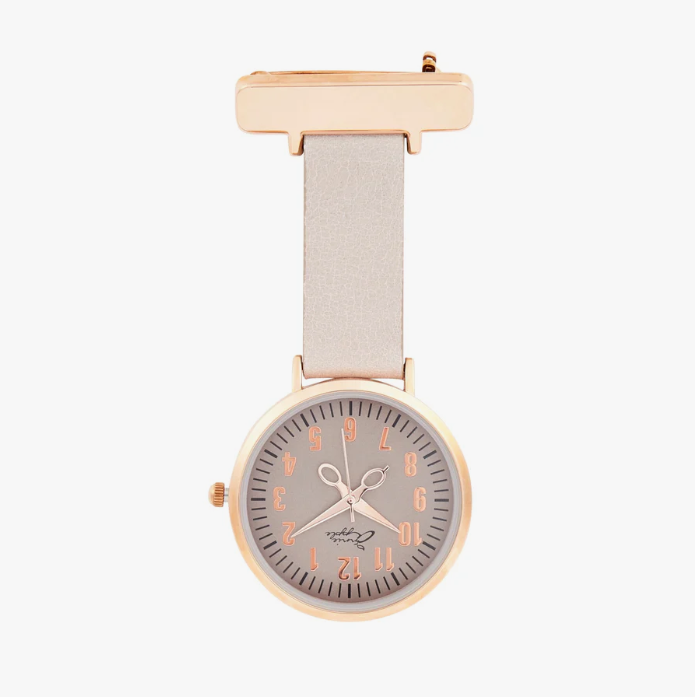 Annie Apple Nurses Taschenuhr – Aurora – Roségold/Grau, nummeriert – Leder – 35 mm