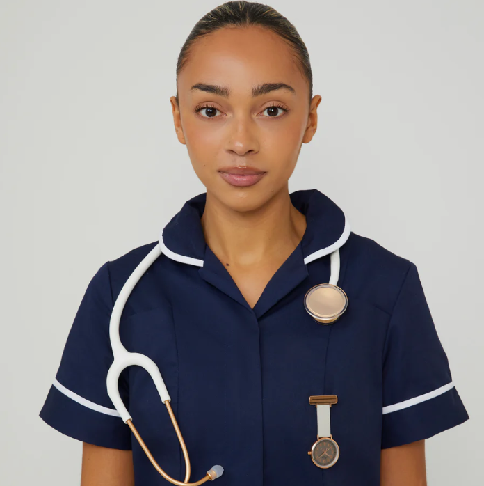 Annie Apple Nurses Taschenuhr – Aurora – Roségold/Grau, nummeriert – Leder – 35 mm