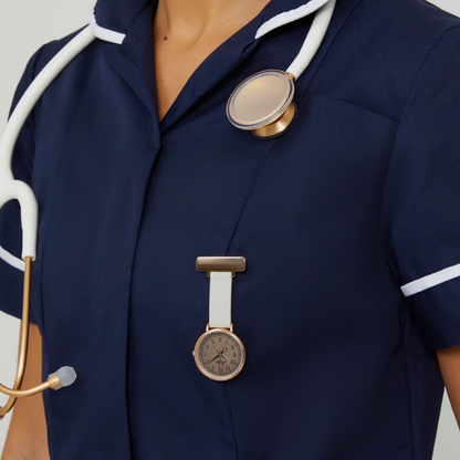 Annie Apple Nurses Taschenuhr – Aurora – Roségold/Grau, nummeriert – Leder – 35 mm