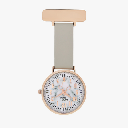 Annie Apple Nurses Taschenuhr – Aurora – Marmor/Roségold/Grau – Leder – 35 mm