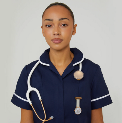 Annie Apple Nurses Taschenuhr – Aurora – Marmor/Roségold/Grau – Leder – 35 mm