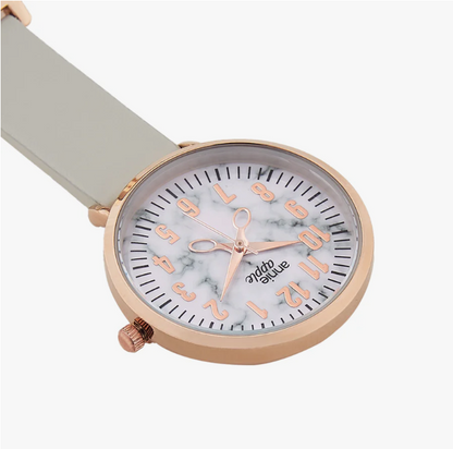 Annie Apple Nurses Taschenuhr – Aurora – Marmor/Roségold/Grau – Leder – 35 mm