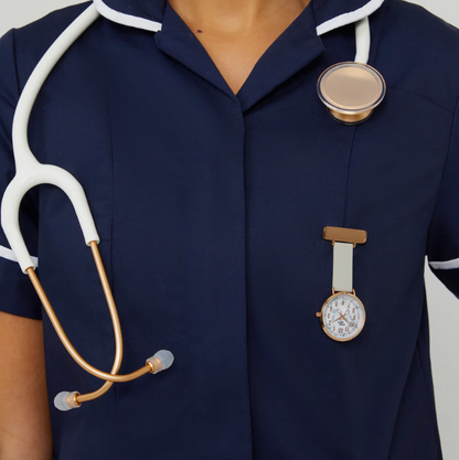 Annie Apple Nurses Taschenuhr – Aurora – Marmor/Roségold/Grau – Leder – 35 mm