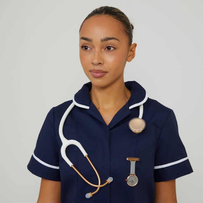 Annie Apple Nurses Taschenuhr – Meraki – Grau/Roségold/Grau – Leder – 35 mm
