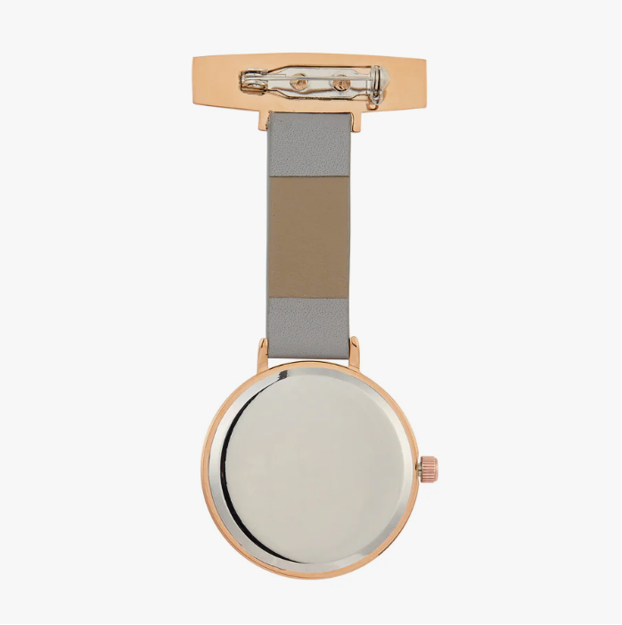 Annie Apple Nurses Taschenuhr – Meraki – Grau/Roségold/Grau – Leder – 35 mm
