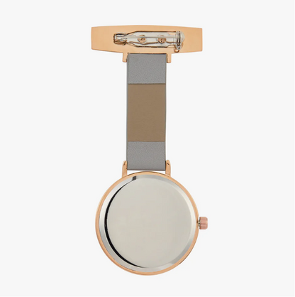 Annie Apple Nurses Taschenuhr – Meraki – Grau/Roségold/Grau – Leder – 35 mm