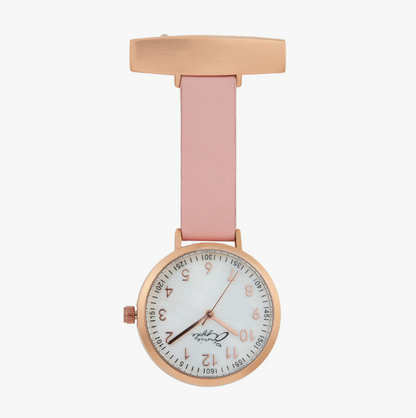 Orologio da tasca Annie Apple Nurses - Meraki - Perla/Oro rosa/Rosa - Pelle - 35 mm