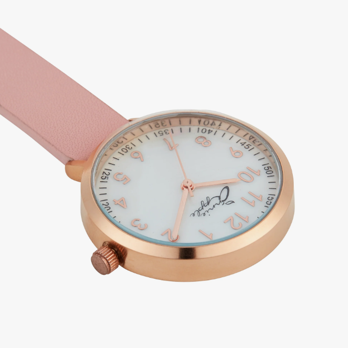 Orologio da tasca Annie Apple Nurses - Meraki - Perla/Oro rosa/Rosa - Pelle - 35 mm