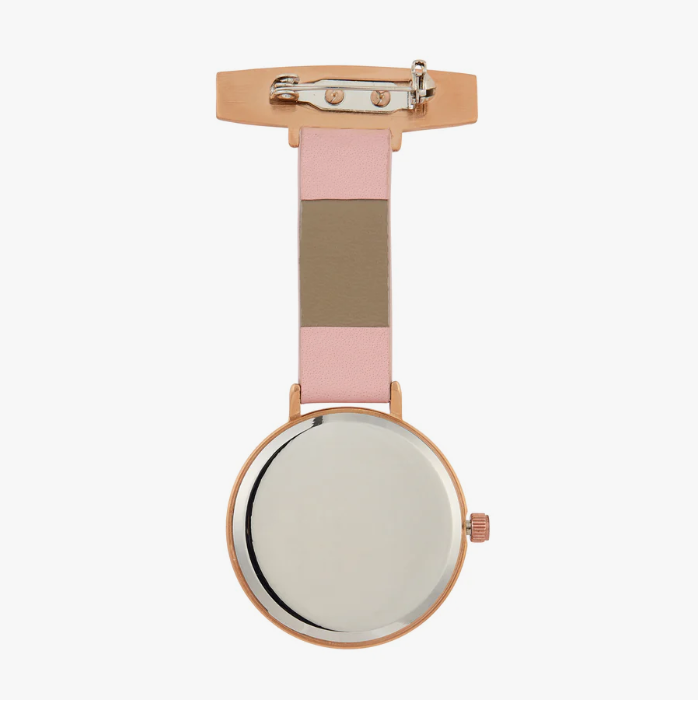 Orologio da tasca Annie Apple Nurses - Meraki - Perla/Oro rosa/Rosa - Pelle - 35 mm