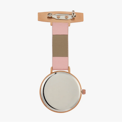 Orologio da tasca Annie Apple Nurses - Meraki - Perla/Oro rosa/Rosa - Pelle - 35 mm