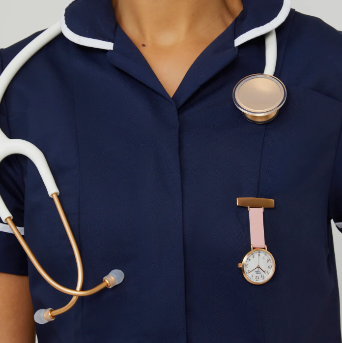 Orologio da tasca Annie Apple Nurses - Meraki - Perla/Oro rosa/Rosa - Pelle - 35 mm