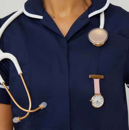 Orologio da tasca Annie Apple Nurses - Meraki - Perla/Oro rosa/Rosa - Pelle - 35 mm