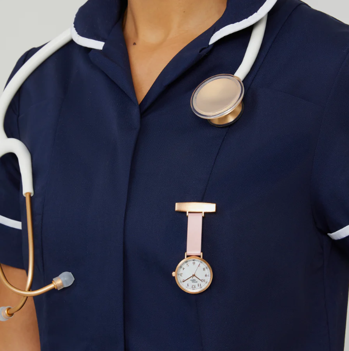 Orologio da tasca Annie Apple Nurses - Meraki - Perla/Oro rosa/Rosa - Pelle - 35 mm
