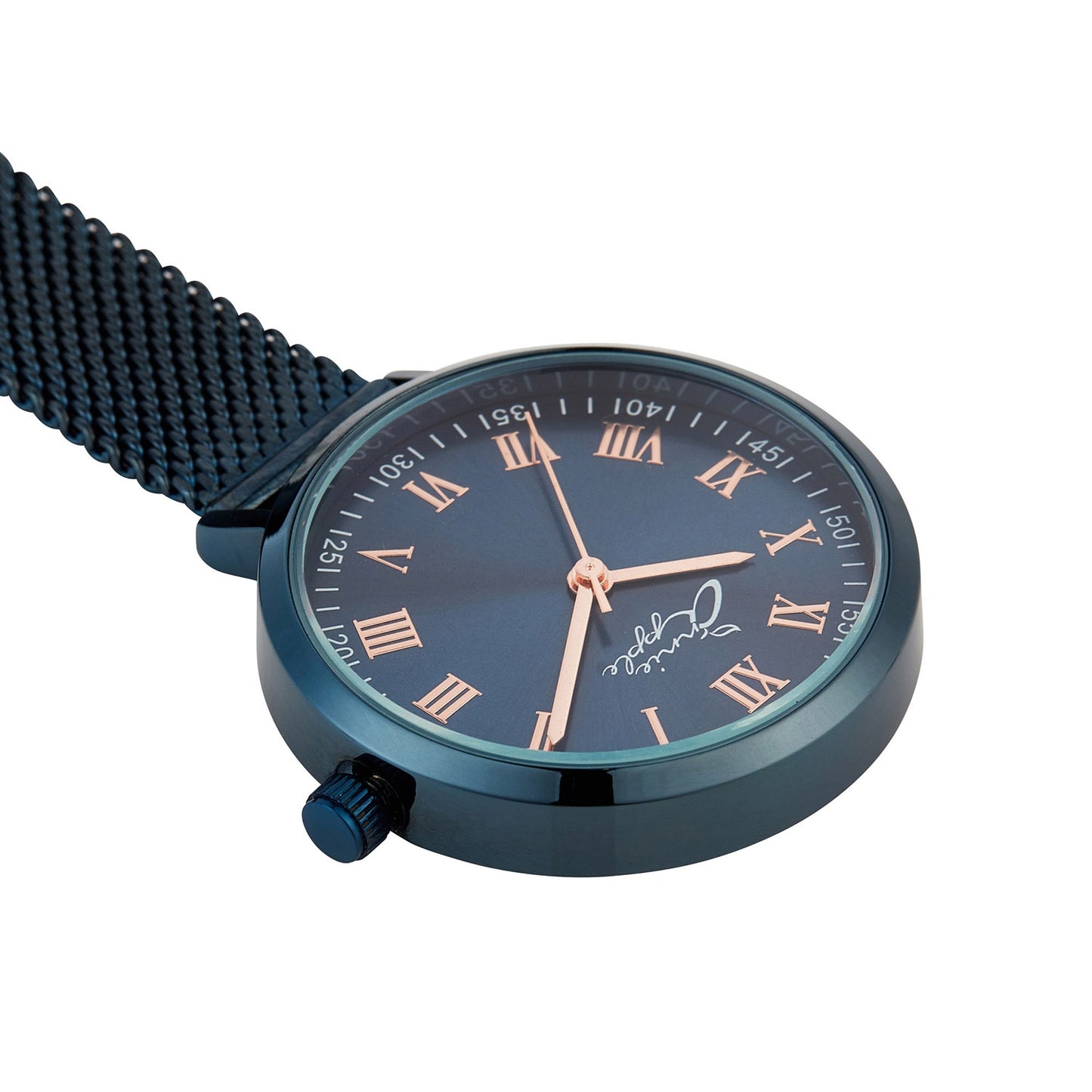Orologio da tasca Annie Apple Nurses - Meraki - Oro rosa/Blu - Cinturino a maglie - 35 mm