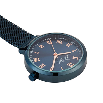 Orologio da tasca Annie Apple Nurses - Meraki - Oro rosa/Blu - Cinturino a maglie - 35 mm