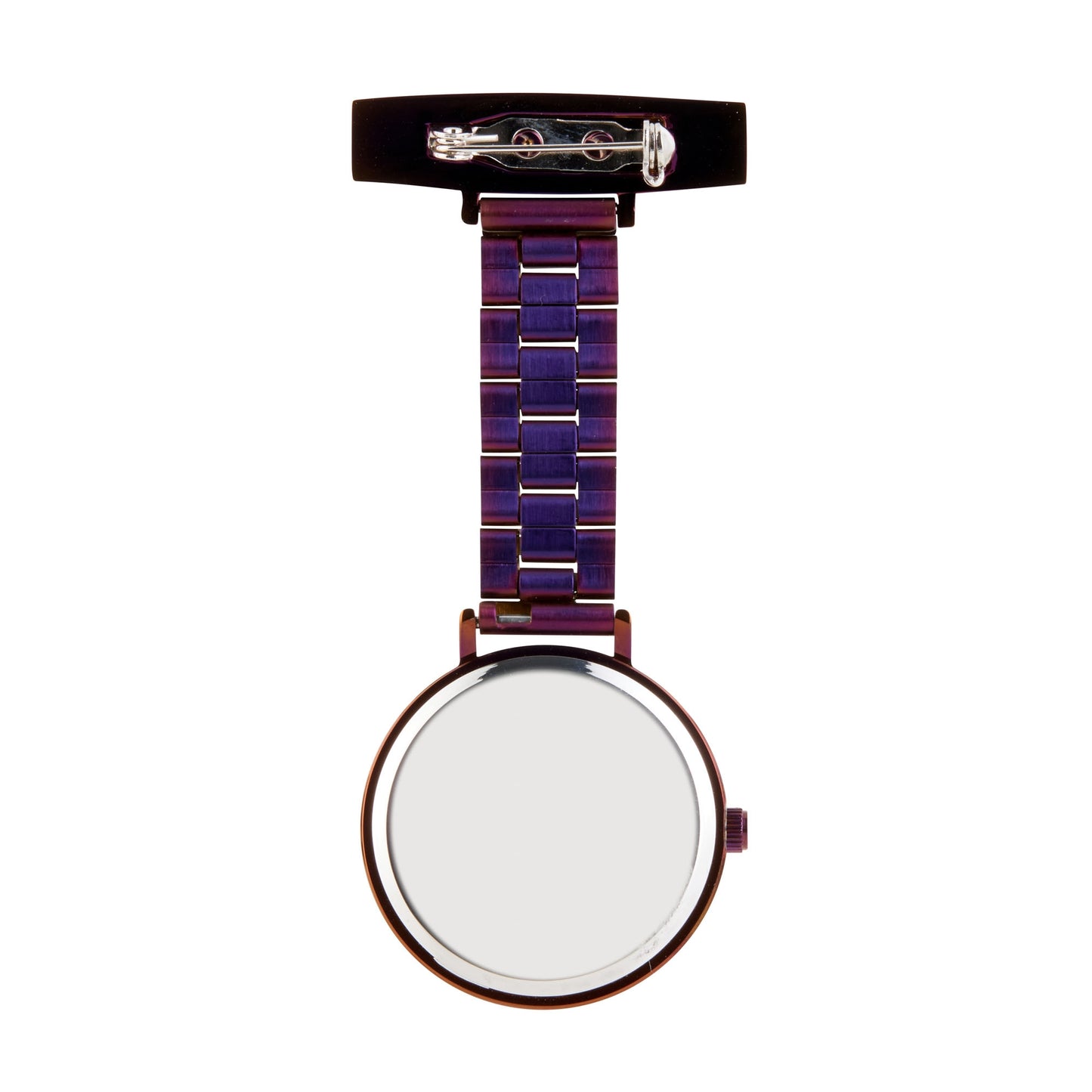 Annie Apple Nurses Fob Watch - Meraki - Silver/Purple - Link - 35mm