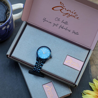 Orologio da tasca Annie Apple Nurses - Meraki - Oro rosa/Blu - Cinturino a maglie - 35 mm