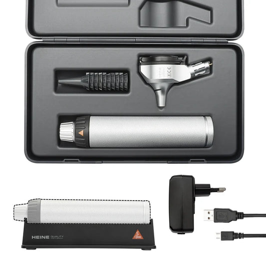 HEINE BETA 400 LED Fiber Optik Otoskop, USB Şarj Edilebilir Sap ve Kablo ile