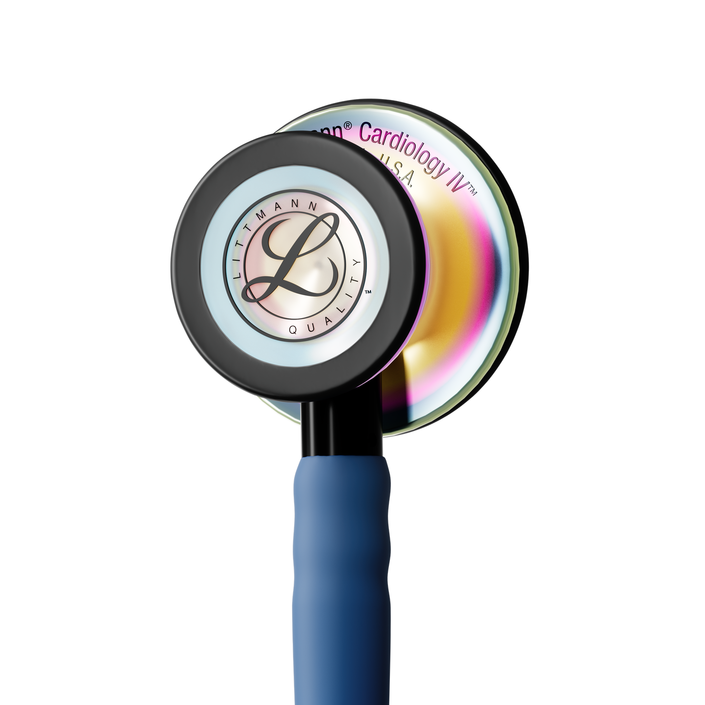 Littmann® Cardiology IV™ Stethoscope, 6242C, High Polish Rainbow Chestpiece with 27" Navy Blue Satin Finish Tube for Added Comfort, Flexibility and Cleanability