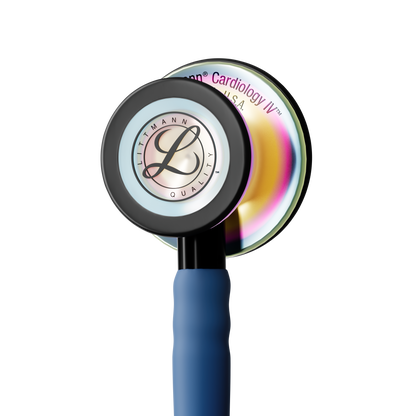 Littmann® Cardiology IV™ Stethoscope, 6242C, High Polish Rainbow Chestpiece with 27" Navy Blue Satin Finish Tube for Added Comfort, Flexibility and Cleanability