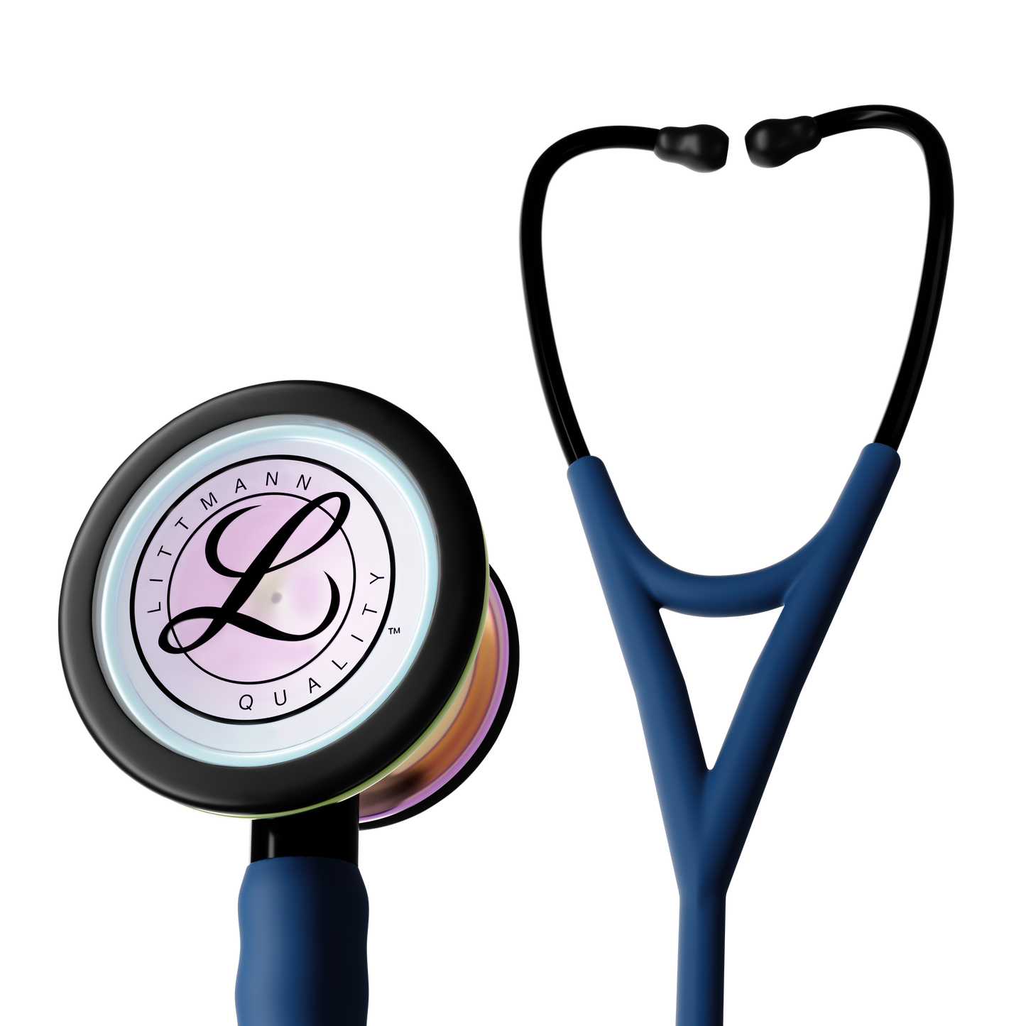 Littmann® Cardiology IV™ Stethoscope, 6242C, High Polish Rainbow Chestpiece with 27" Navy Blue Satin Finish Tube for Added Comfort, Flexibility and Cleanability
