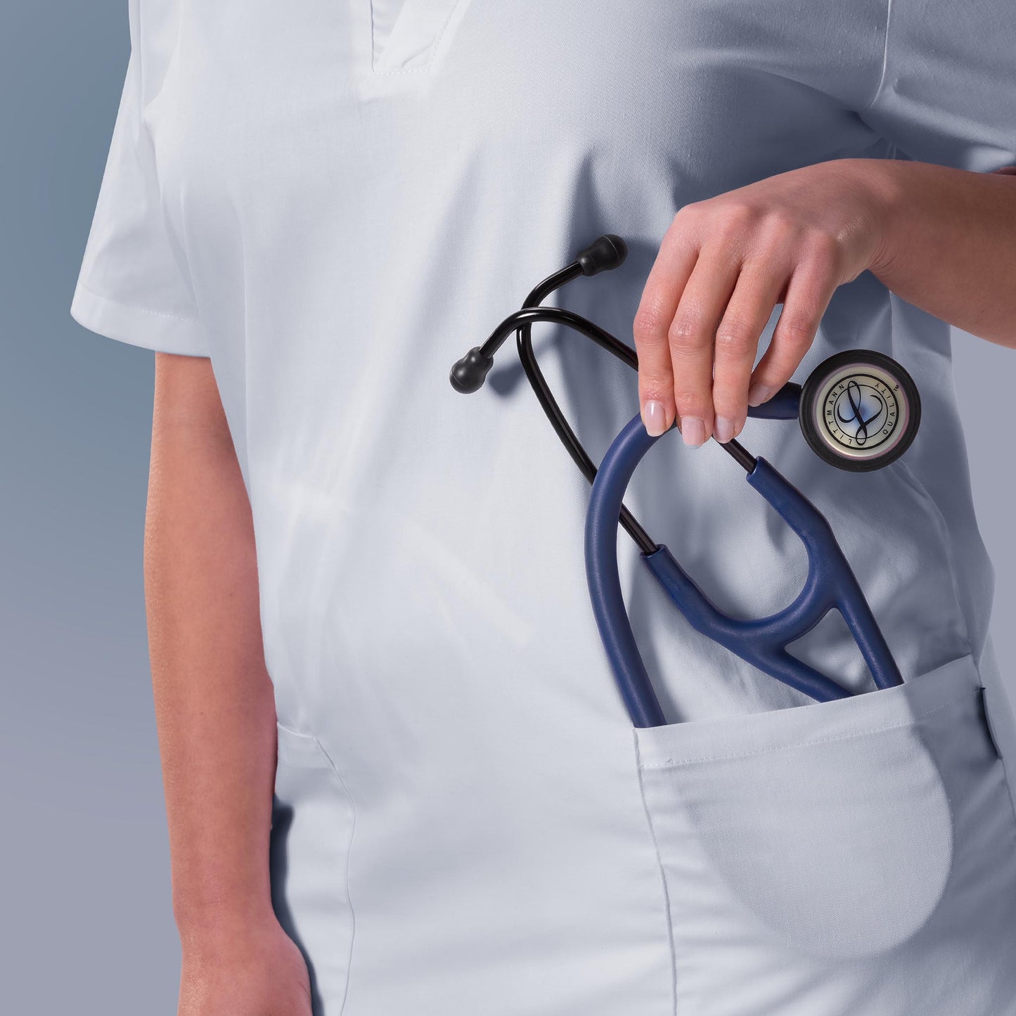 Littmann® Cardiology IV™ Stethoscope, 6242C, High Polish Rainbow Chestpiece with 27" Navy Blue Satin Finish Tube for Added Comfort, Flexibility and Cleanability