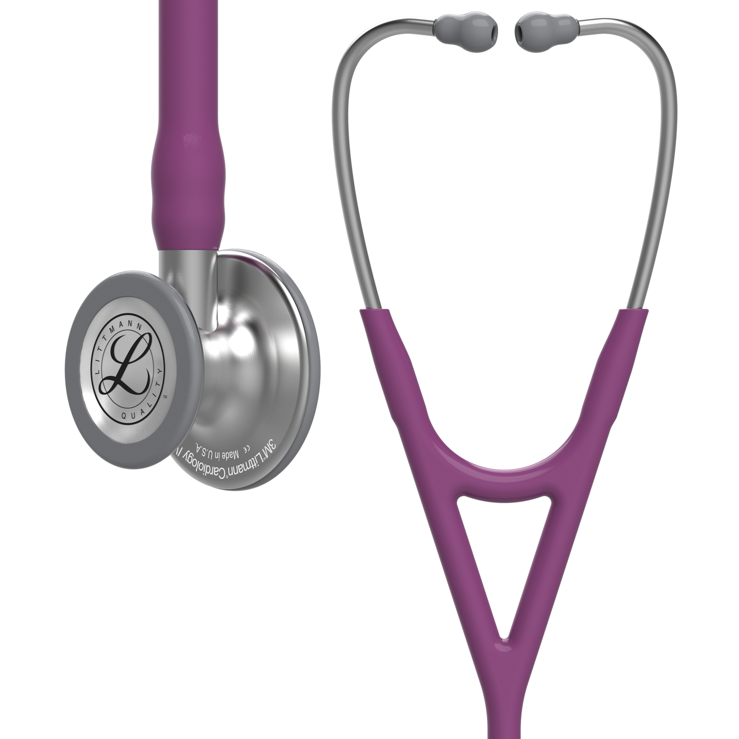 3M™ Littmann® Cardiology IV™ -stetoskooppi, diagnostinen, metallinvärinen rintakappale, luumunpunainen letkusto sekä kuuntelukaaret ja suppilo ruostumatonta terästä, 27 tuumaa, 6156