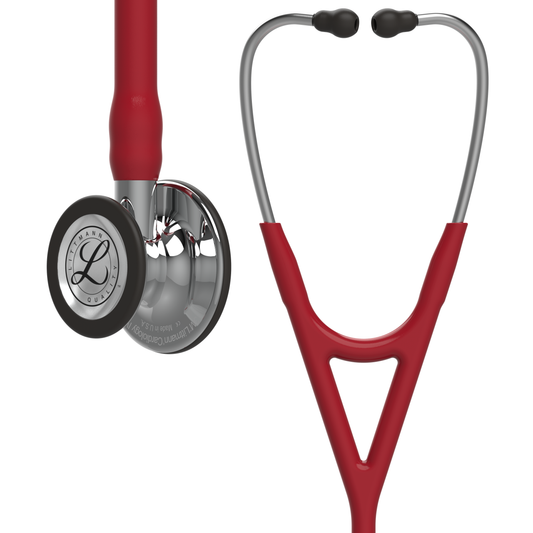 3M™ Littmann® Cardiology IV™ Stethoskop für die Diagnose, 6170, Bruststück und Schlauchanschluss hochglanzpoliert, burgunderroter Schlauch, Ohrbügel aus Edelstahl, 69 cm