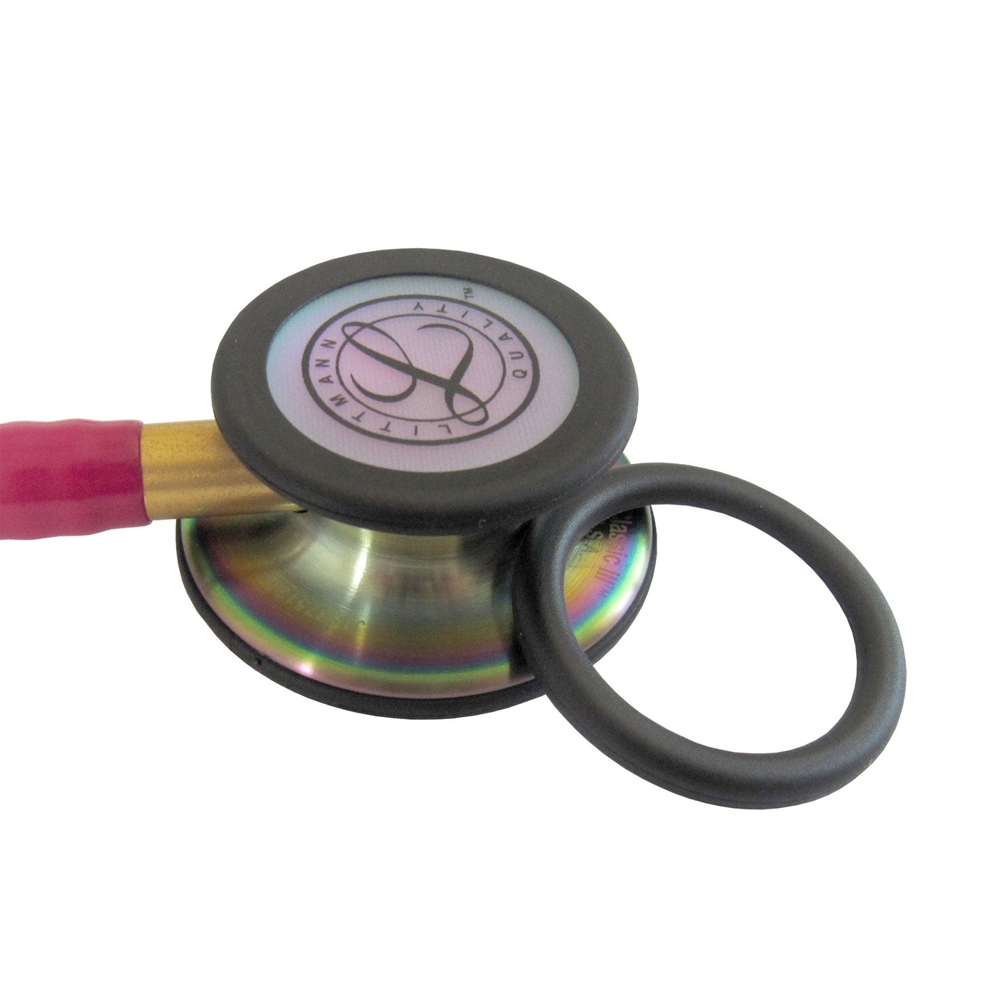 3M™ Littmann® Classic III™ Stethoskop zur Überwachung, 5806, regenbogenfarbenes Bruststück, himbeerroter Schlauch, 69 cm