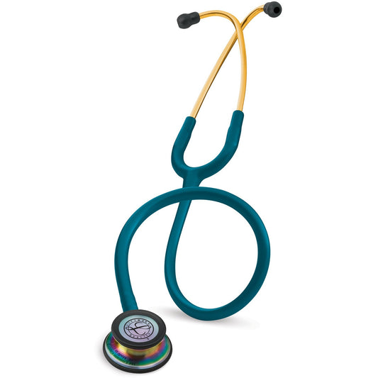 3M™ Littmann® Classic III™ Stethoskop zur Überwachung, 5807, regenbogenfarbenes Bruststück, karibikblauer Schlauch, 69 cm