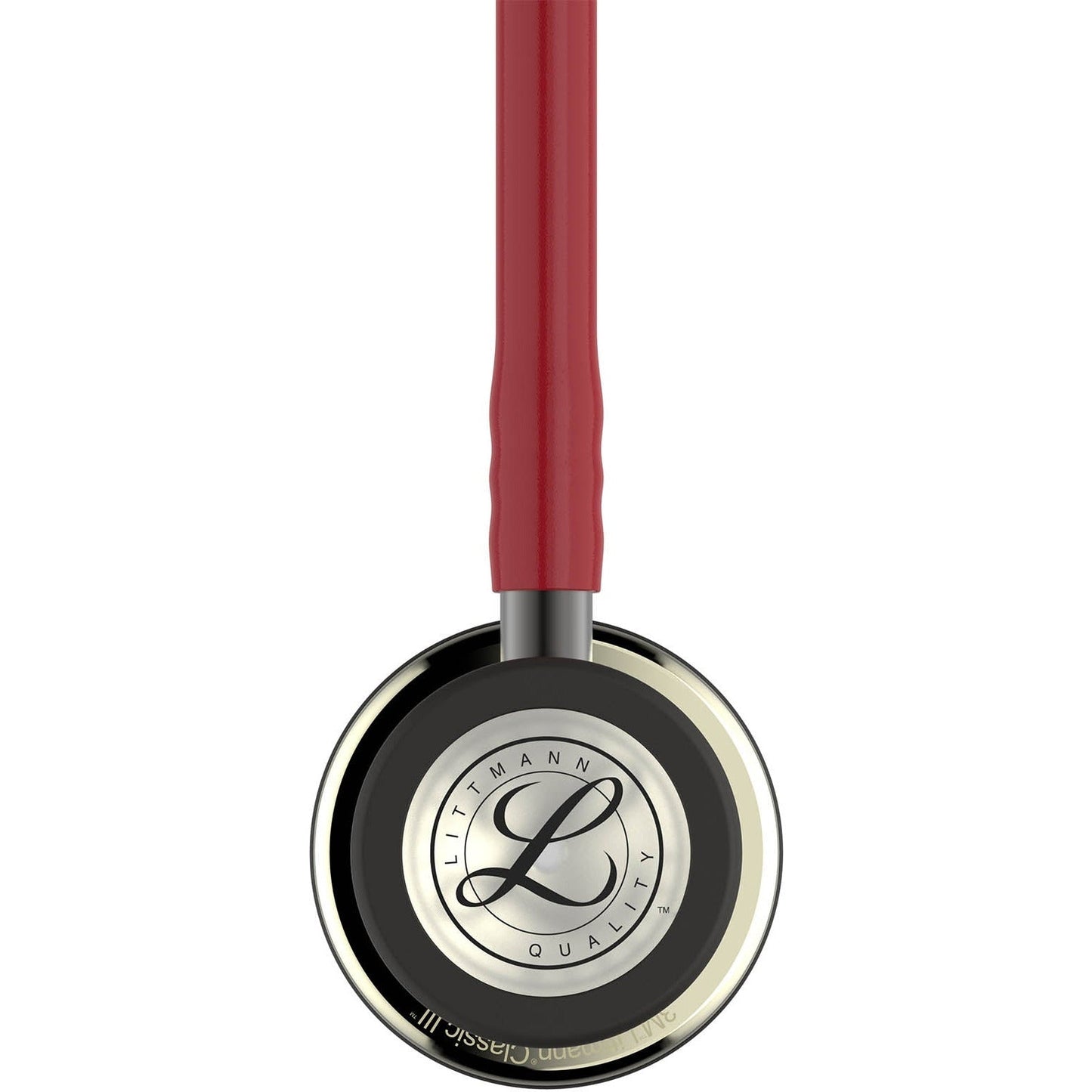 Stetoskop 3M™ Littmann® Classic III™ Monitoring, zaključna obdelava membranskega nastavka v barvi šampanjca, bordo rdeča cev, slušalke in osnova v temni barvi, 68,5 cm, 5864