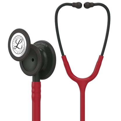 3M™ Littmann® Classic III™ -stetoskooppi, tarkkailuun, musta rintakappale, suppilo ja kuuntelukaaret sekä viininpunainen letkusto, 27 tuumaa, 5868